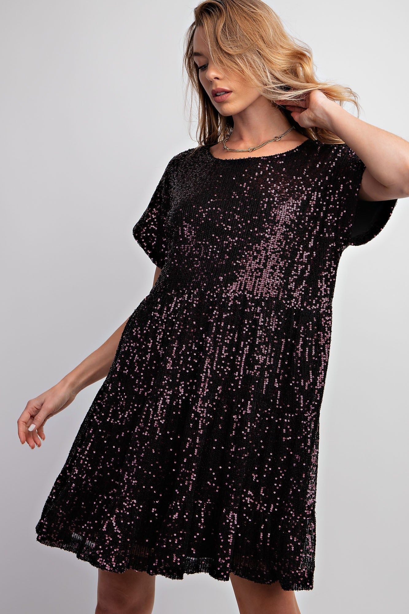 Wine Tiered Sequin Dress sold by Pinkblush product image thumbnail 2