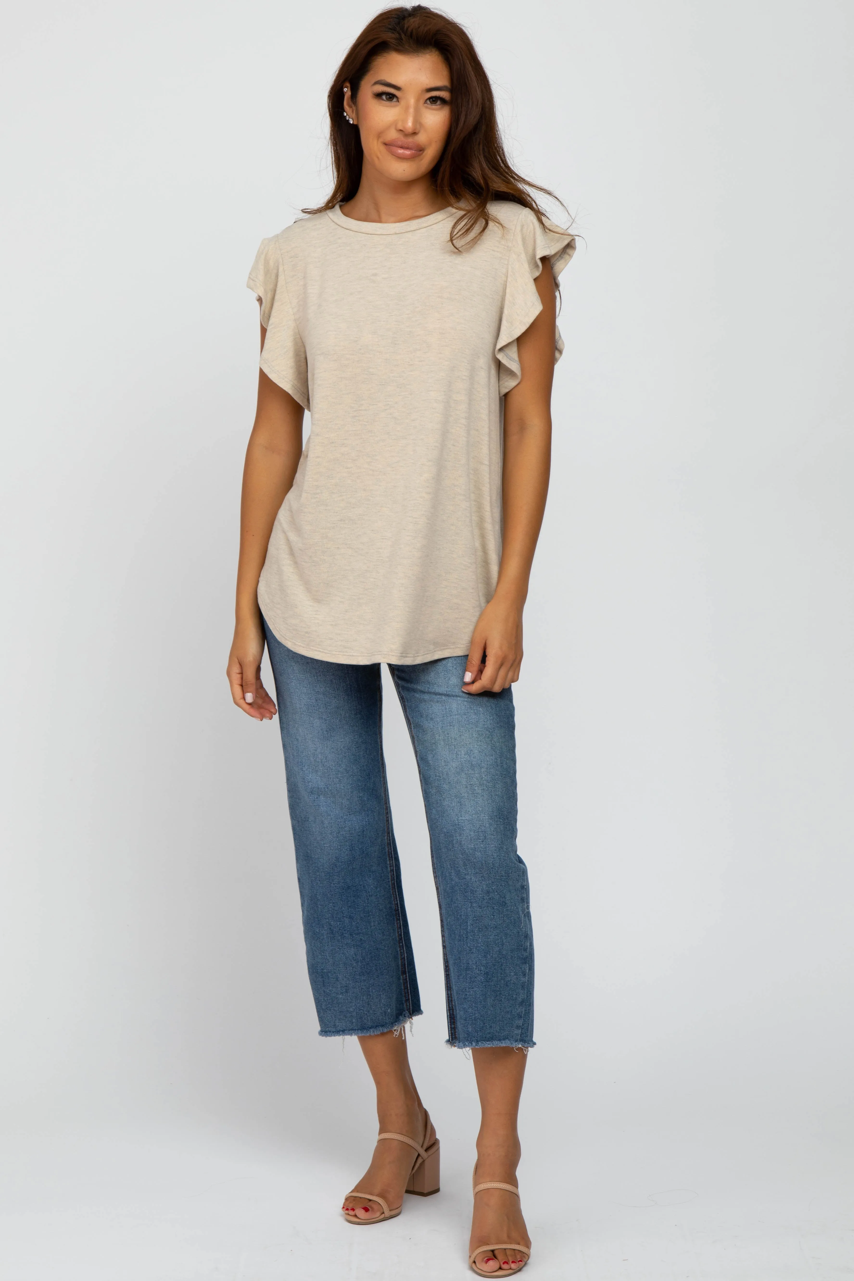 Heather Grey Flutter Sleeve Top sold by Pinkblush product image thumbnail 2