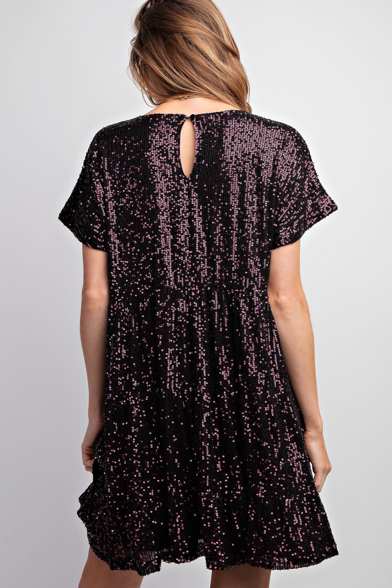 Wine Tiered Sequin Dress sold by Pinkblush product image thumbnail 3