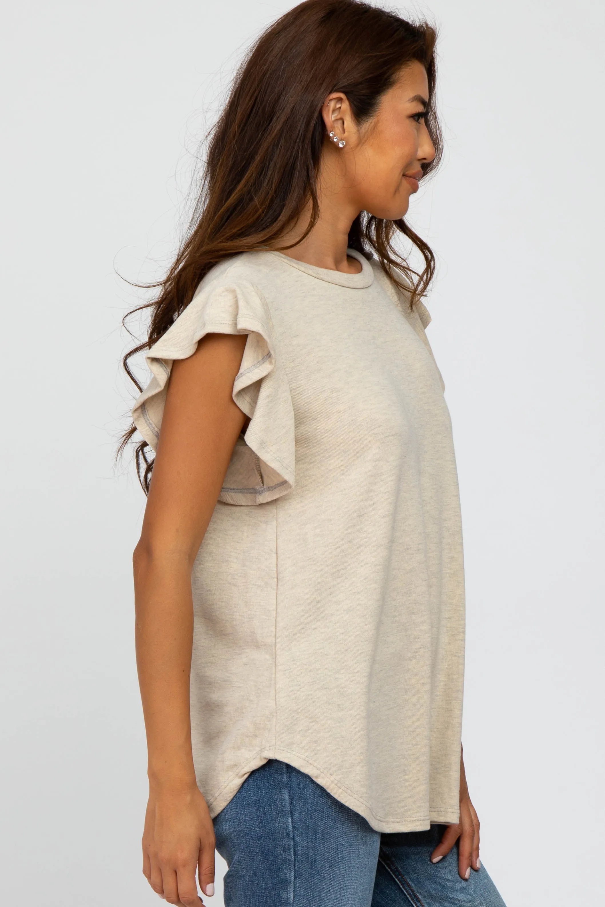 Heather Grey Flutter Sleeve Top sold by Pinkblush product image thumbnail 3