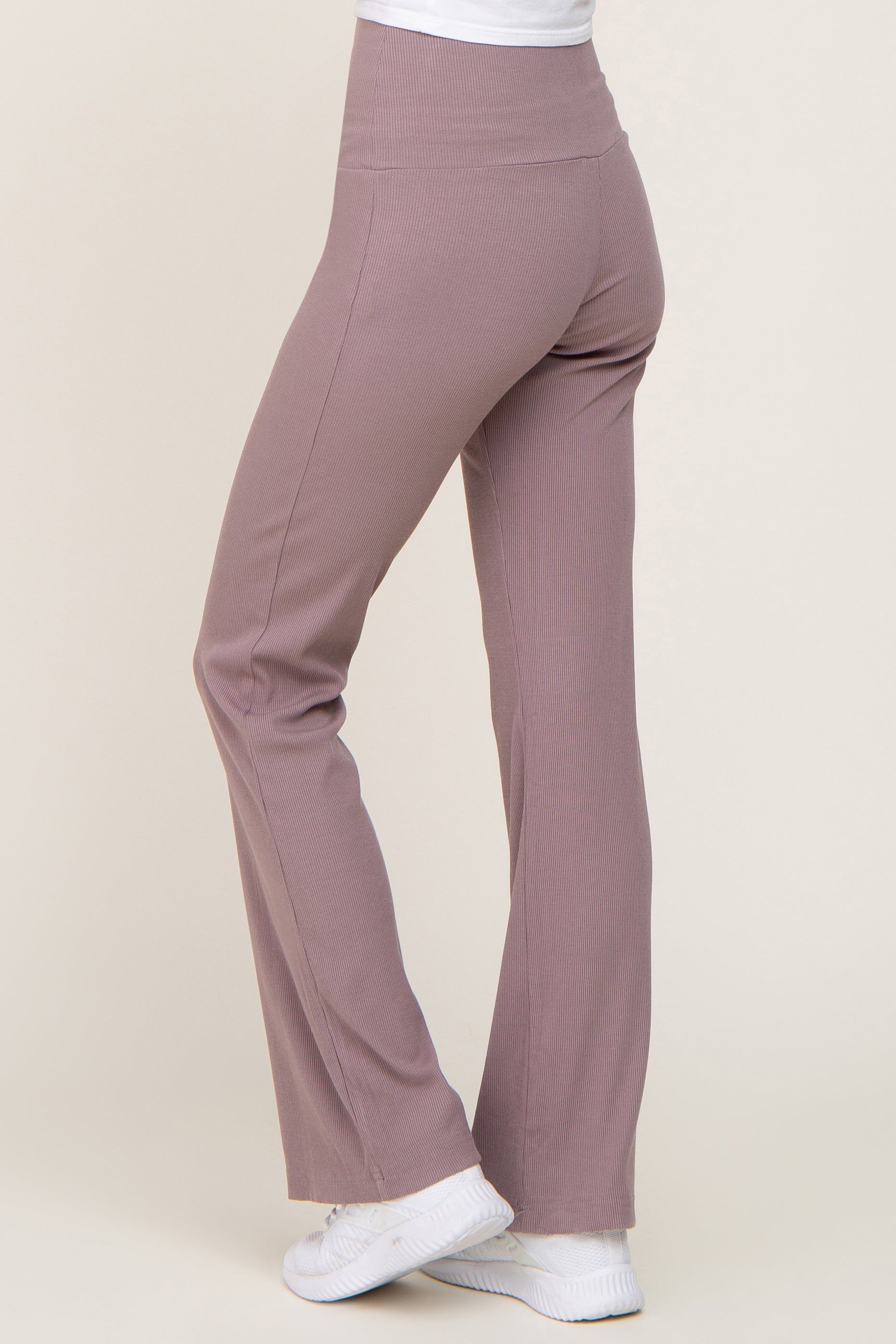 Mocha Ribbed Flare Pants sold by Pinkblush product image thumbnail 4