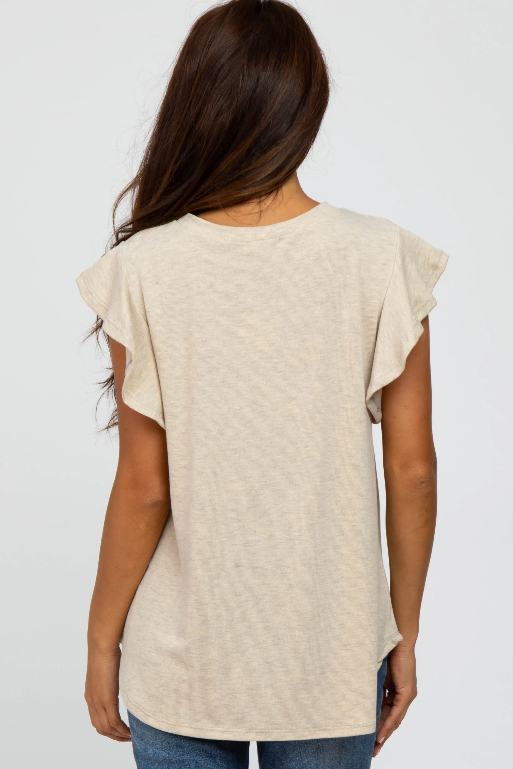 Heather Grey Flutter Sleeve Top sold by Pinkblush product image thumbnail 4