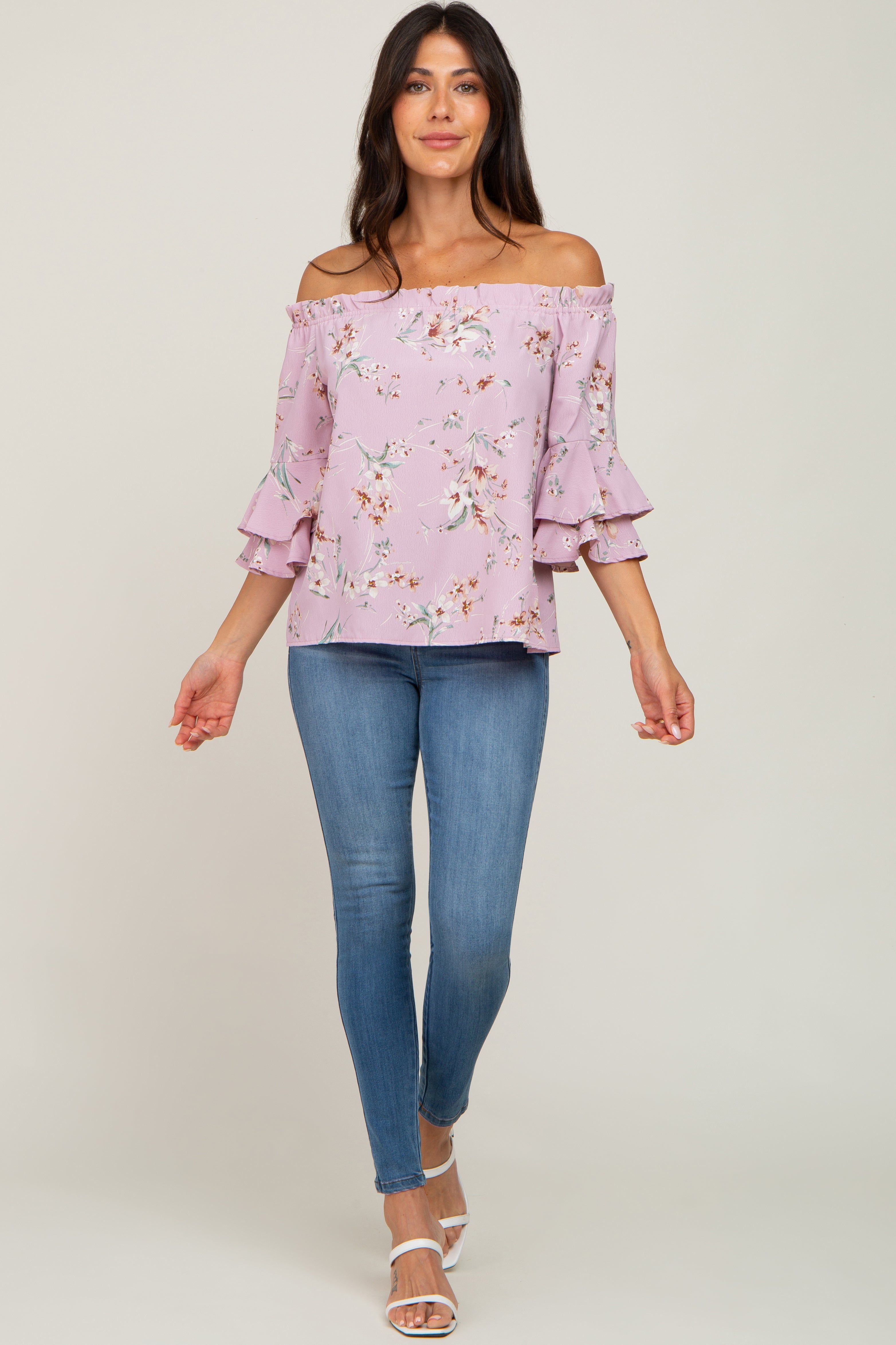 Pink Floral Off Shoulder Blouse sold by Pinkblush product image thumbnail 4