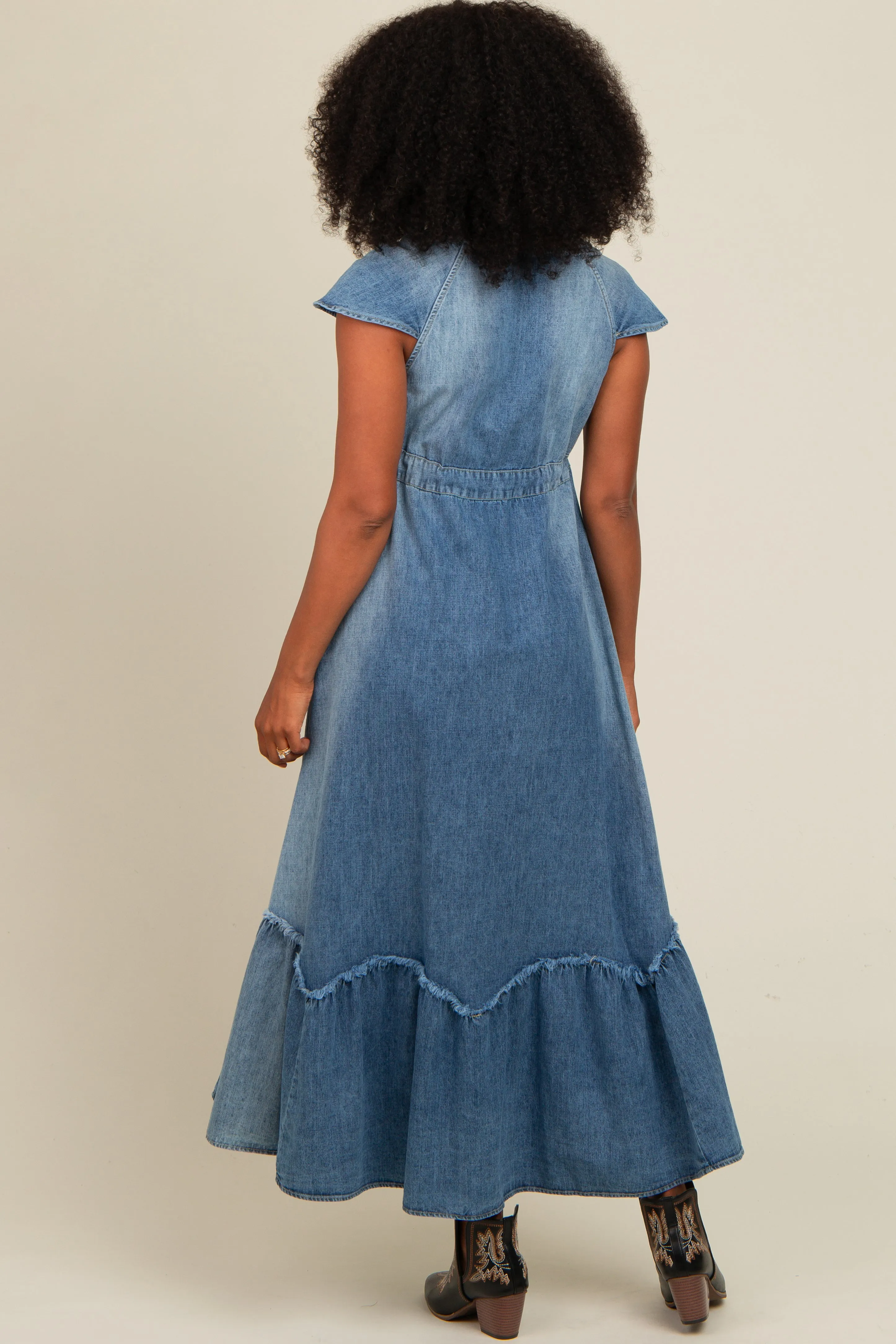 Blue Denim Sash Waist Maxi Dress sold by Pinkblush product image thumbnail 3