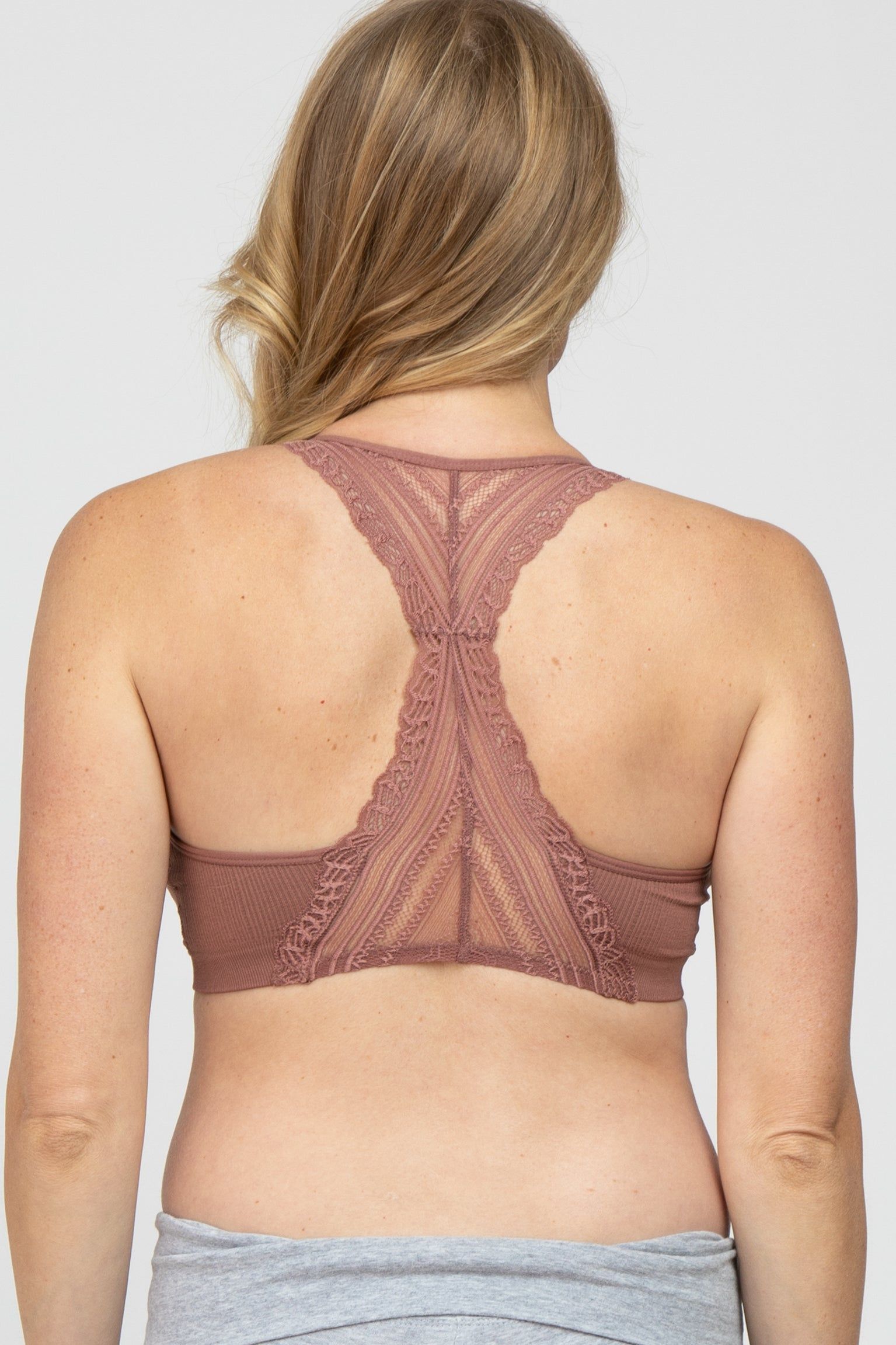 Mauve Lace Racerback Maternity Bralette sold by Pinkblush product image thumbnail 4