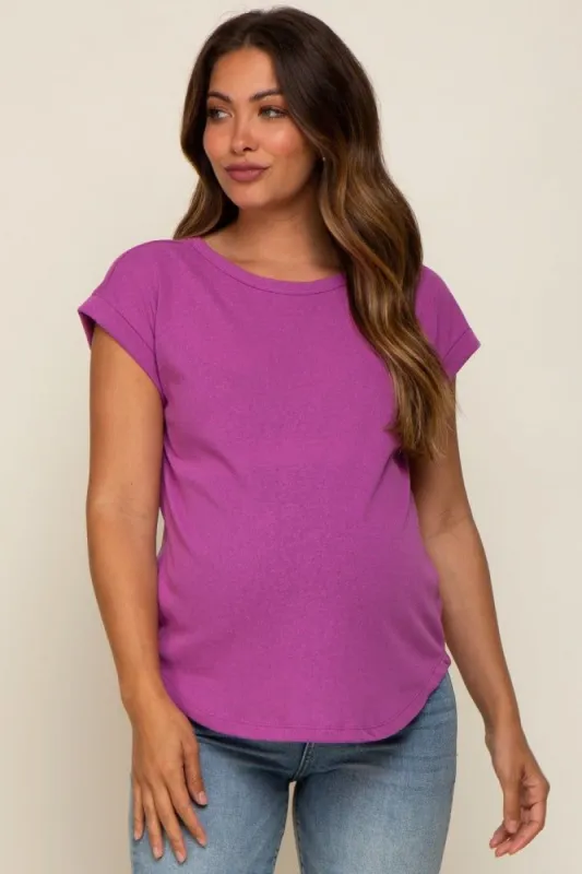 Magenta Short Dolman Sleeve Maternity Top sold by Pinkblush