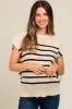 Ivory Striped Dolman Short Sleeve Maternity Sweater sold by Pinkblush