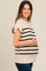 Ivory Striped Dolman Short Sleeve Maternity Sweater sold by Pinkblush