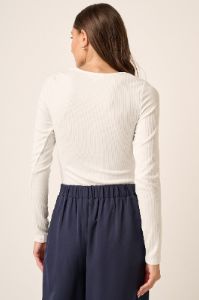 Ivory Texture Rib Knit Corset Detail Bodysuit sold by Pinkblush