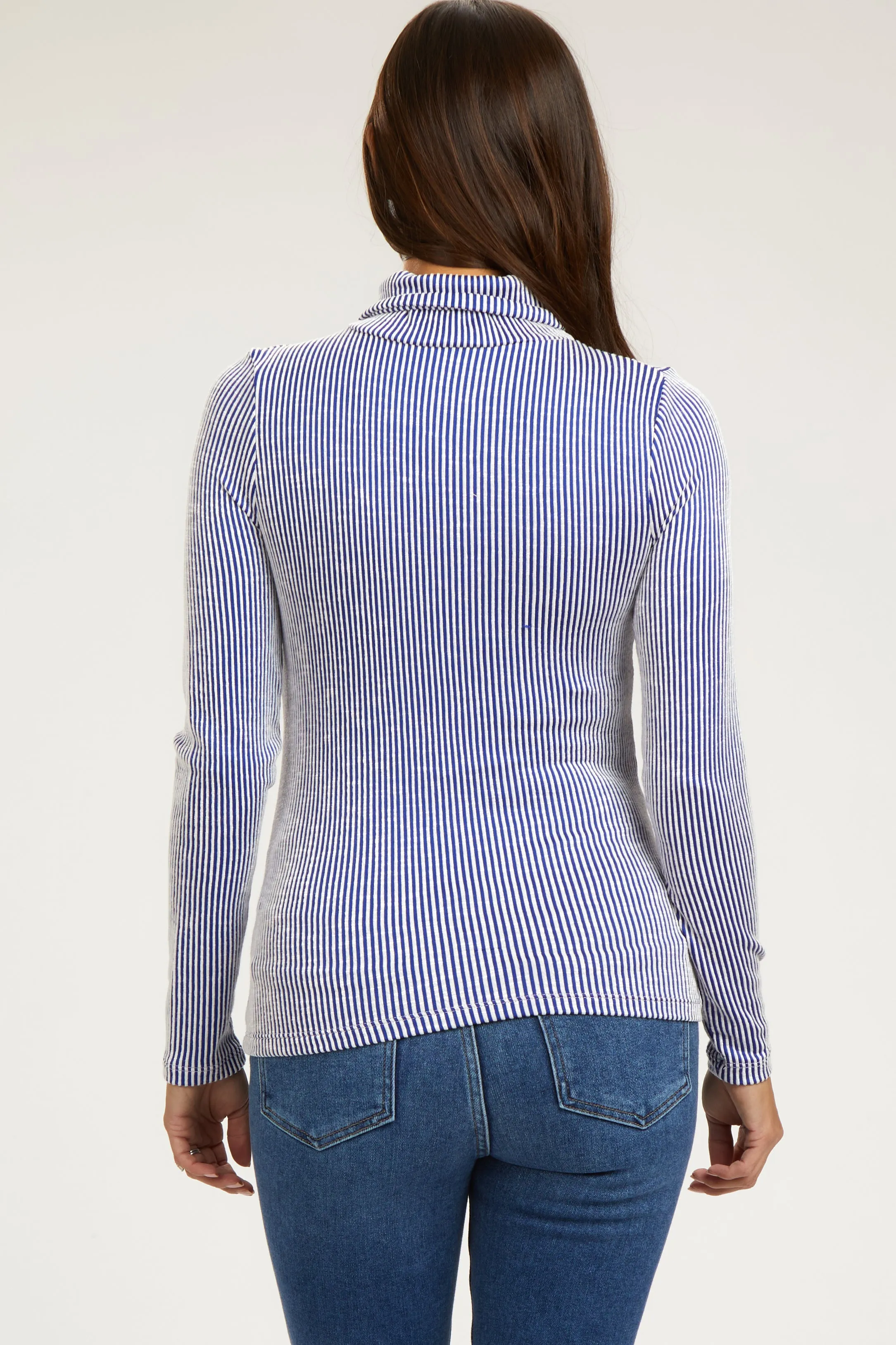 Blue Ribbed Maternity Turtleneck Top sold by Pinkblush product image thumbnail 3