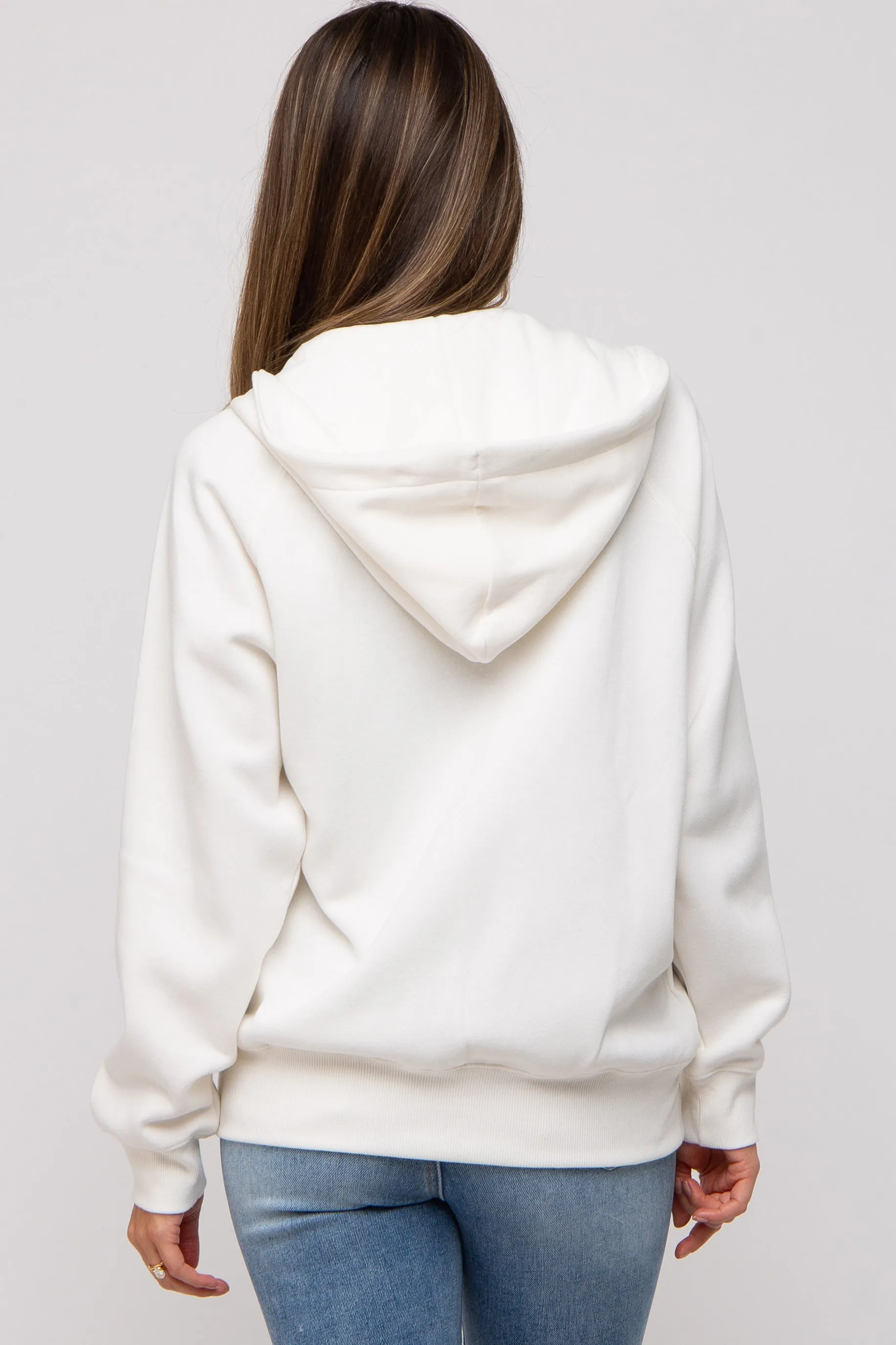 Ivory Front Zipper Hooded Maternity Sweater sold by Pinkblush product image thumbnail 4