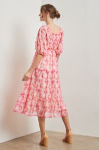 Fuchsia Watercolor Floral Midi Dress sold by Pinkblush