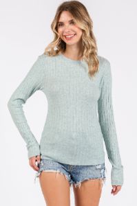 Light Blue Ribbed Long Sleeve Maternity Top sold by Pinkblush