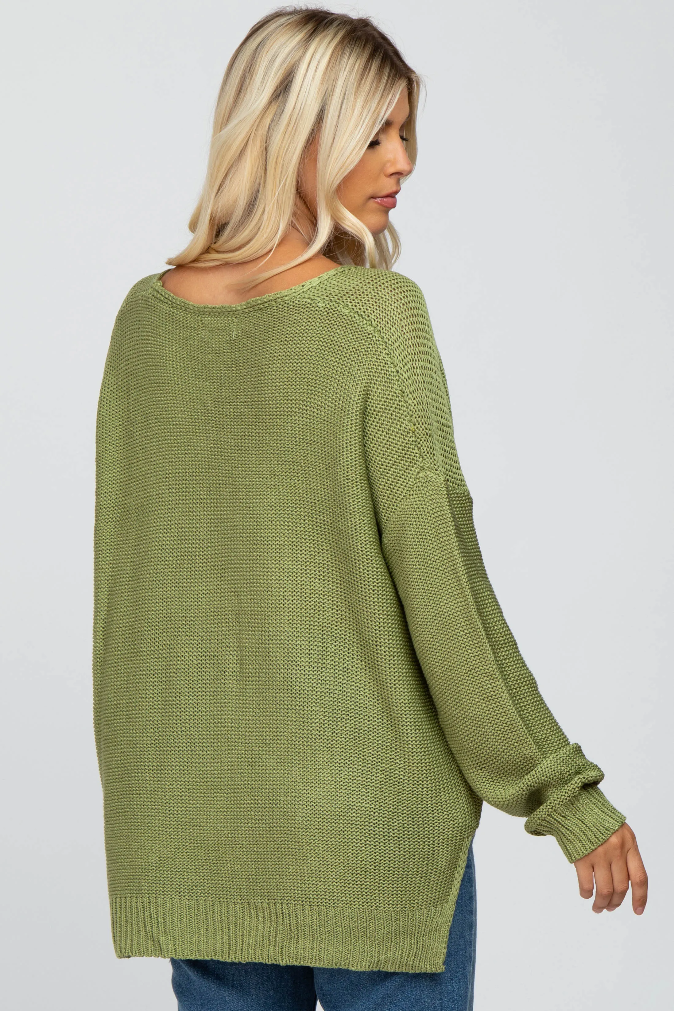 Light Olive Side Slit Knit Sweater sold by Pinkblush product image thumbnail 4
