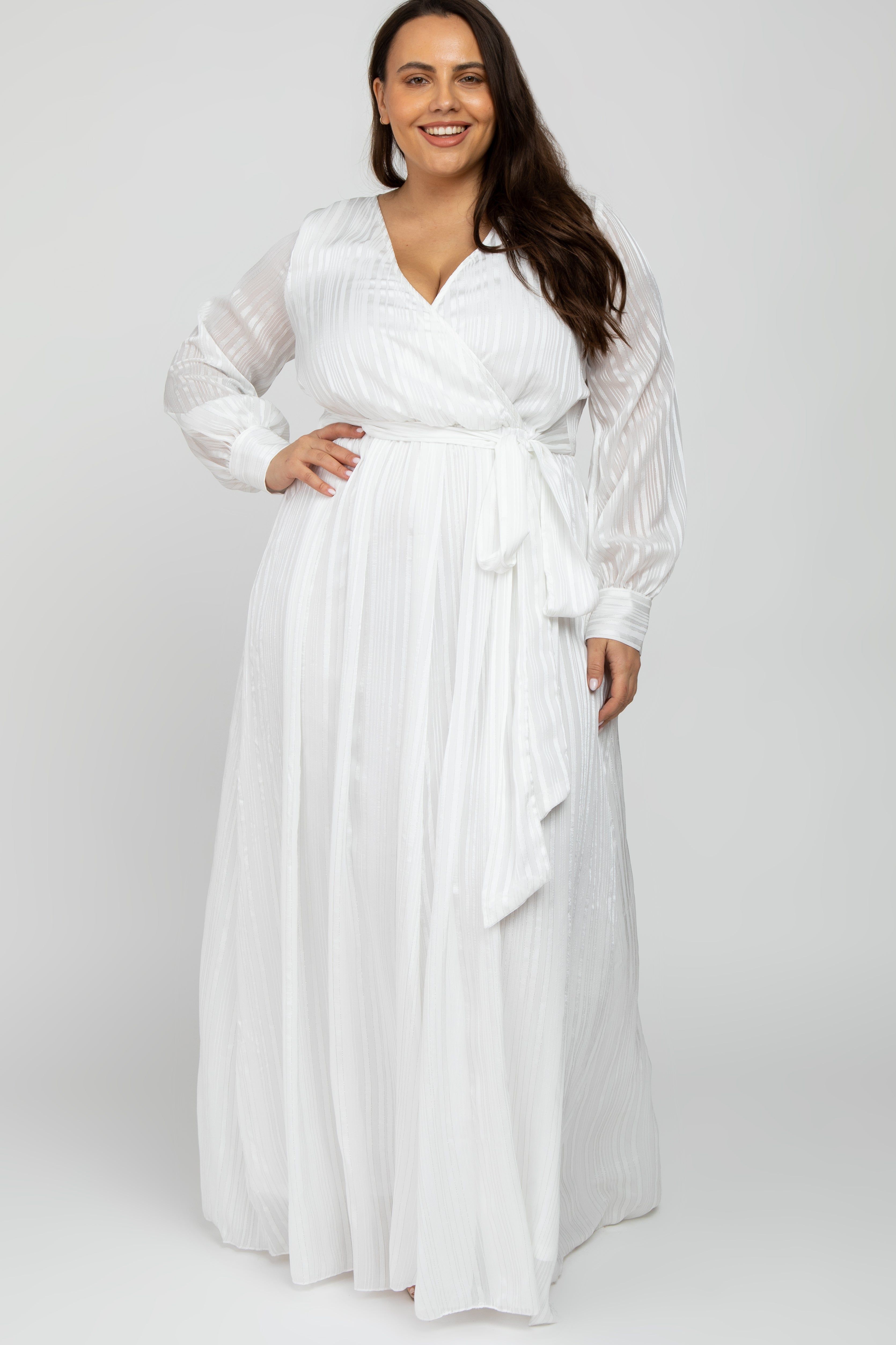 White Sparkle Chiffon Plus Maternity Maxi Dress sold by Pinkblush product image thumbnail 5