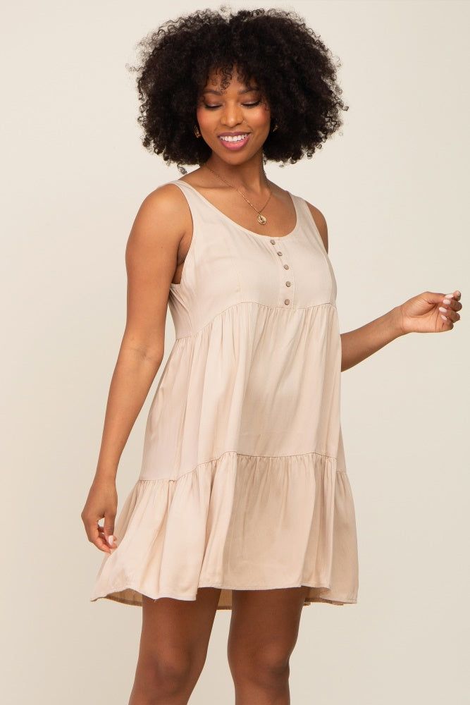 Beige Sleeveless Tiered Dress sold by Pinkblush product image thumbnail 2
