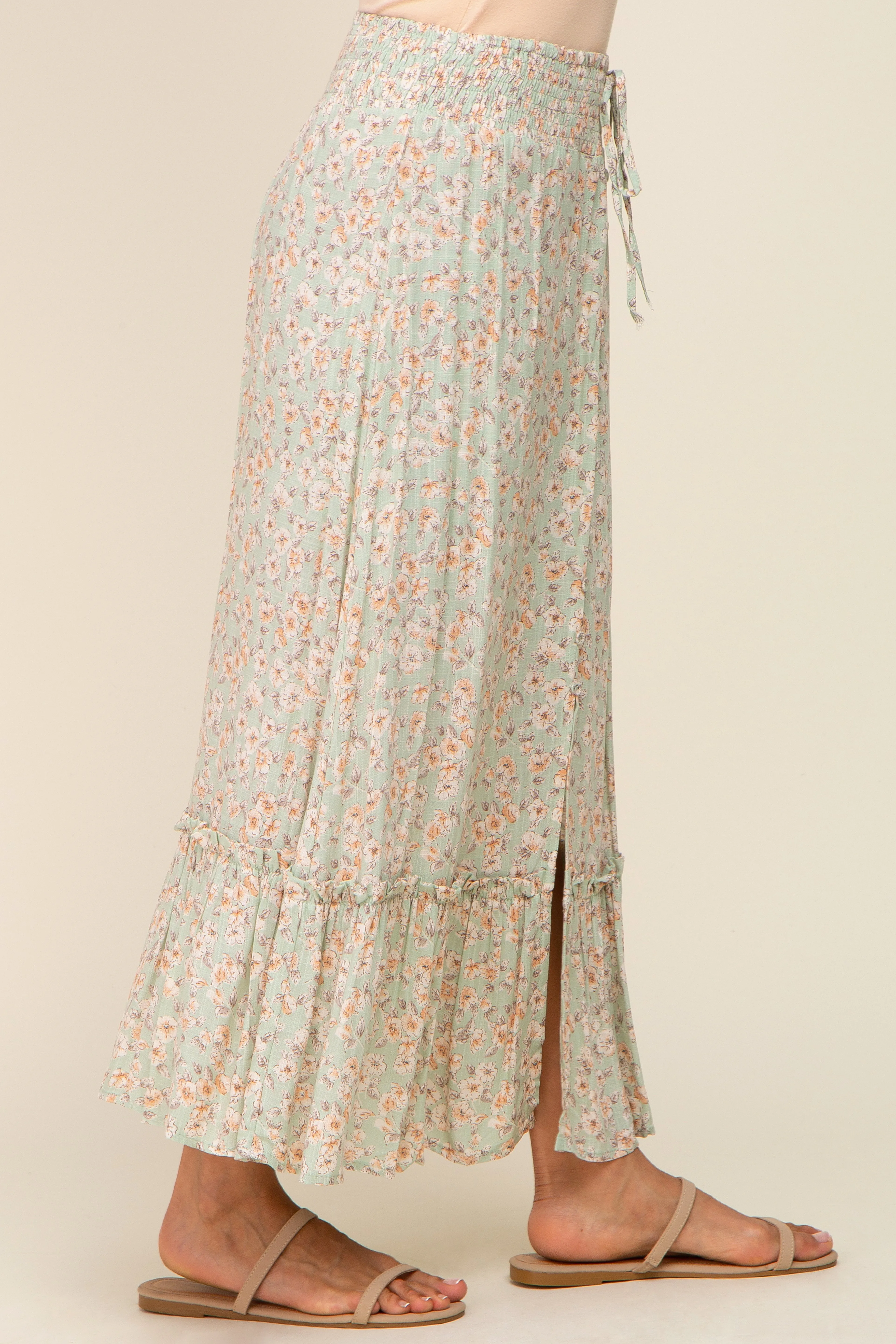Mint Floral Button Ruffle Maxi Skirt sold by Pinkblush product image thumbnail 3
