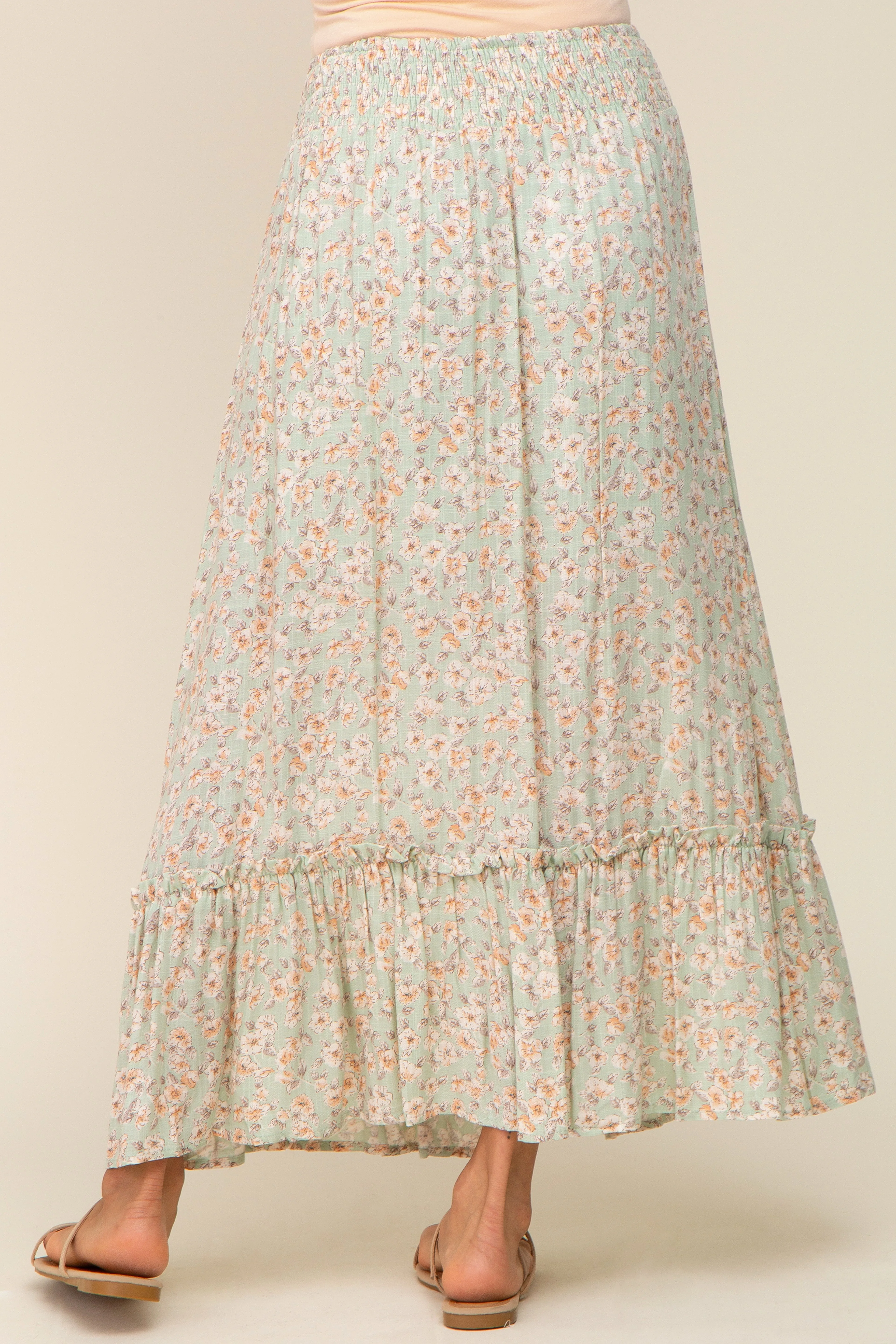 Mint Floral Button Ruffle Maxi Skirt sold by Pinkblush product image thumbnail 4