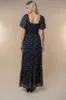 Black Floral Chiffon Smocked Maxi Dress sold by Pinkblush