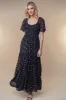 Black Floral Chiffon Smocked Maxi Dress sold by Pinkblush