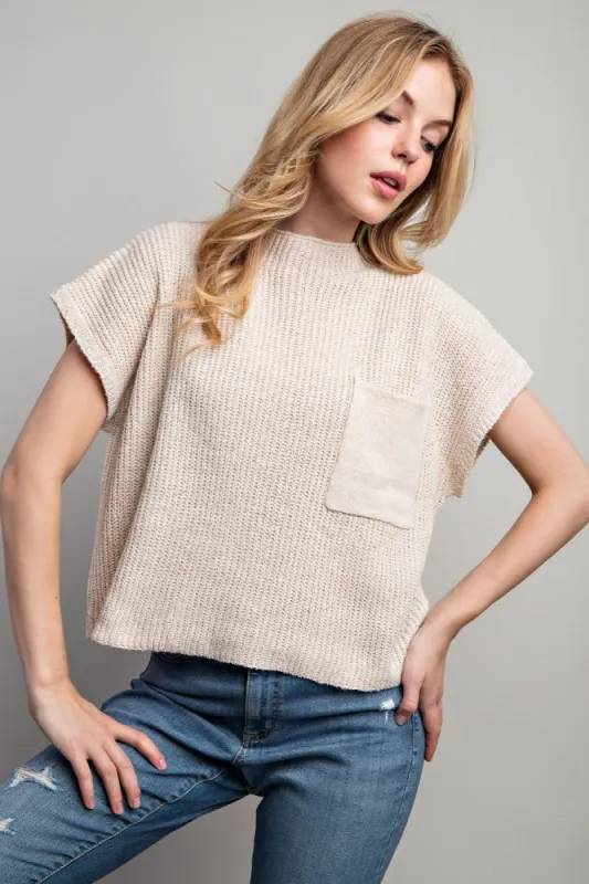 Cream Drop Shoulder Rib-Knit Sweater Top sold by Pinkblush