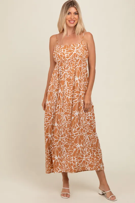 Camel Printed Maxi Dress sold by Pinkblush