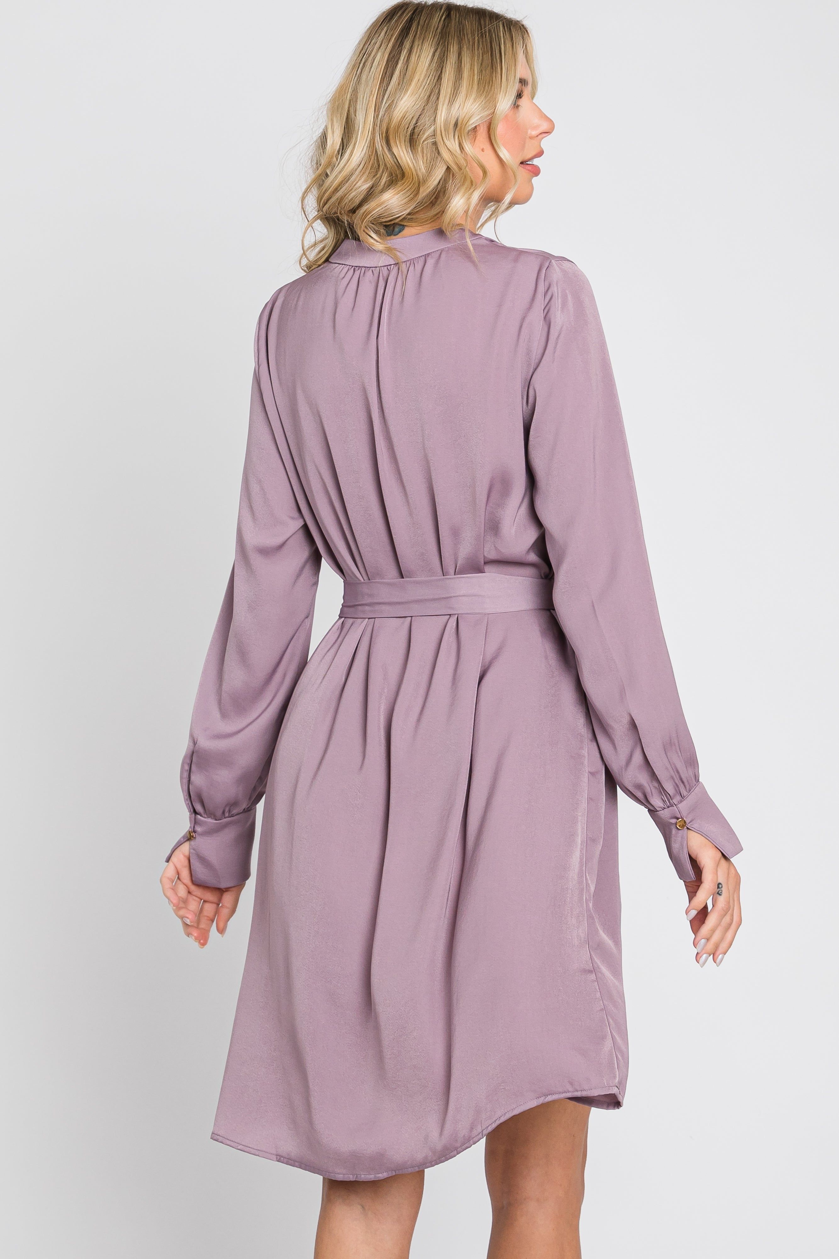 Lavender Silky Sash Tie Dress sold by Pinkblush product image thumbnail 4