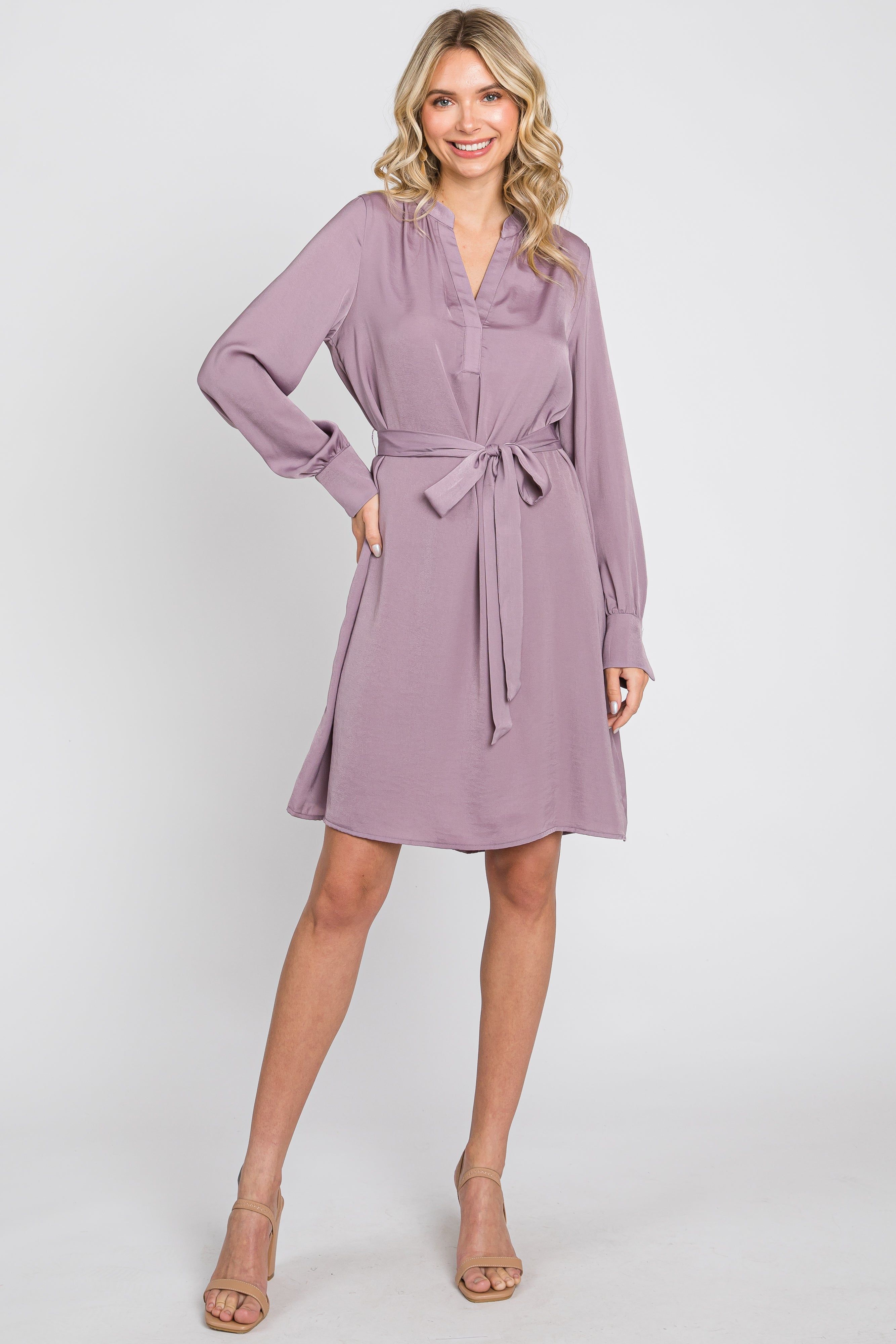 Lavender Silky Sash Tie Dress sold by Pinkblush