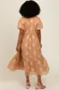 Camel Floral Print Ruffle Hem Maxi Dress sold by Pinkblush