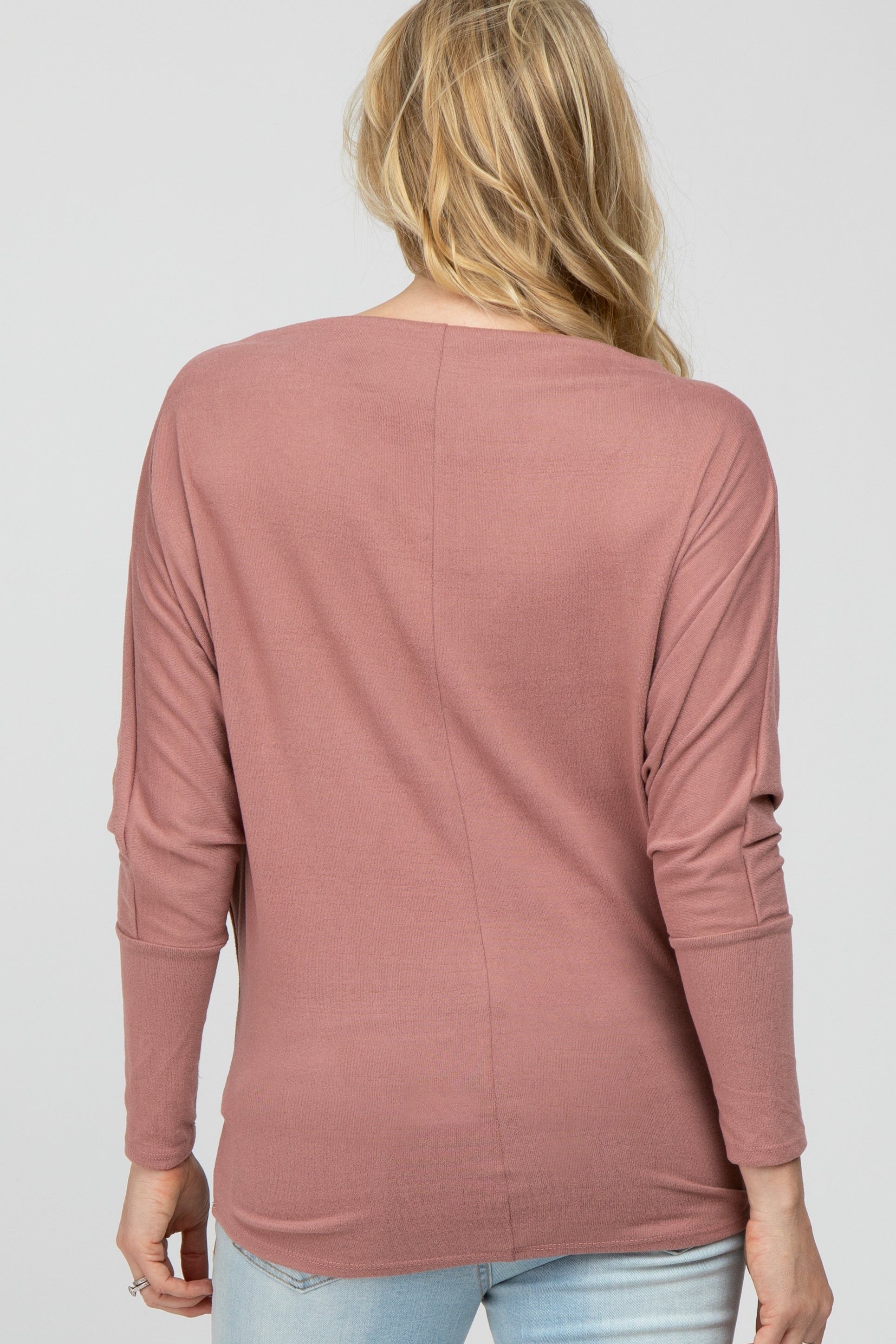 Mauve Soft Knit Off Shoulder Maternity Top sold by Pinkblush product image thumbnail 4