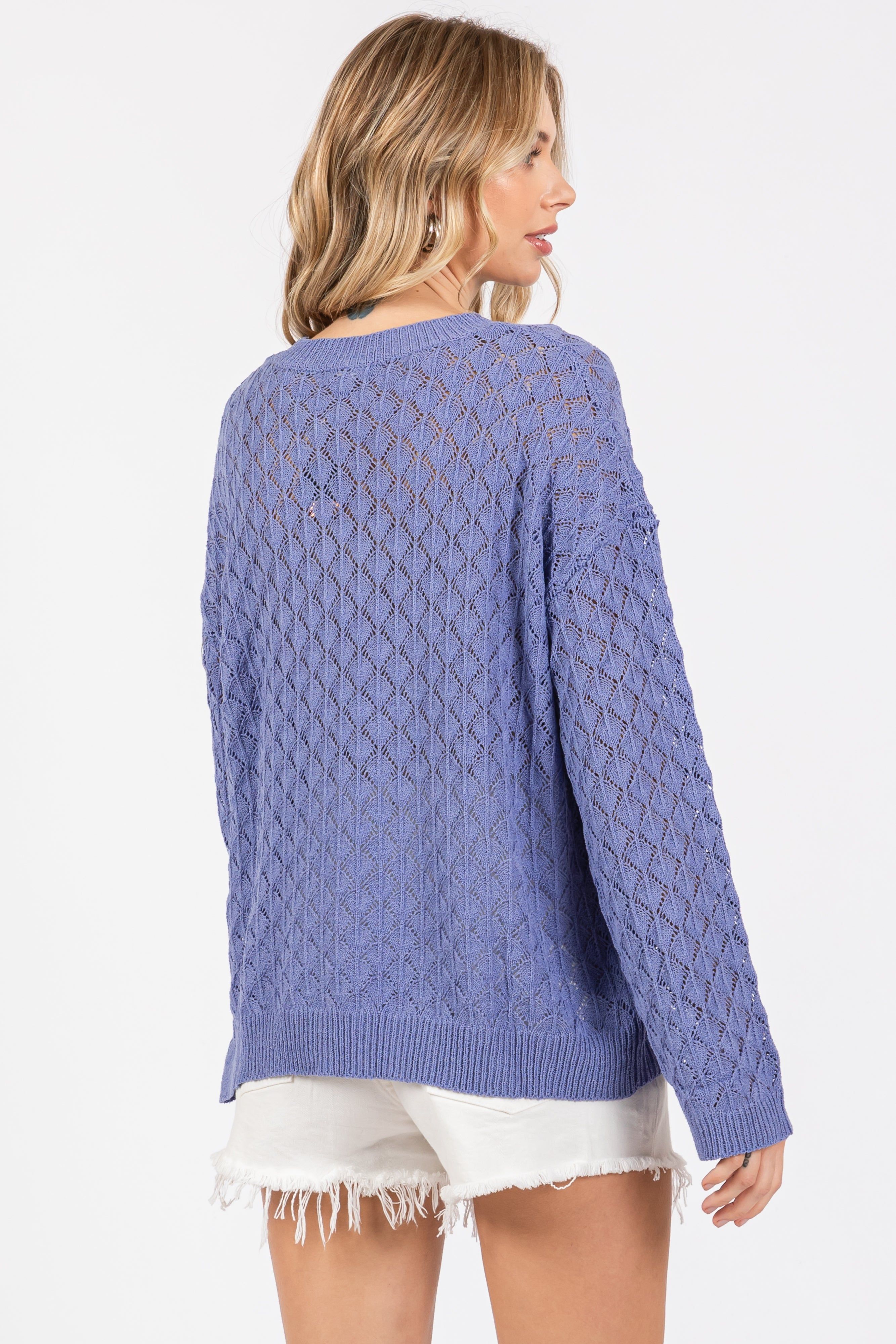Periwinkle Diamond Open Knit Top sold by Pinkblush product image thumbnail 4