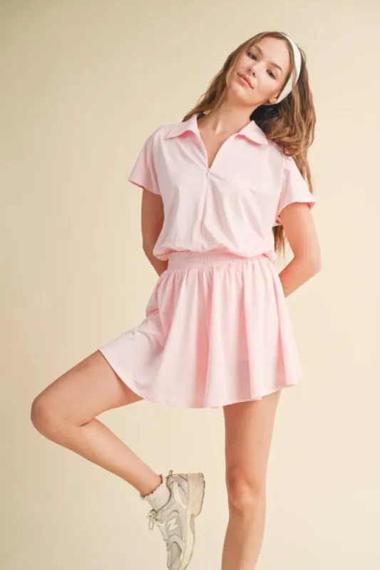 Pink Athletic Mesh Romper With Front Zip Detail sold by Pinkblush