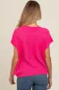Fuchsia Knit Short Sleeve Sweater Maternity Top sold by Pinkblush