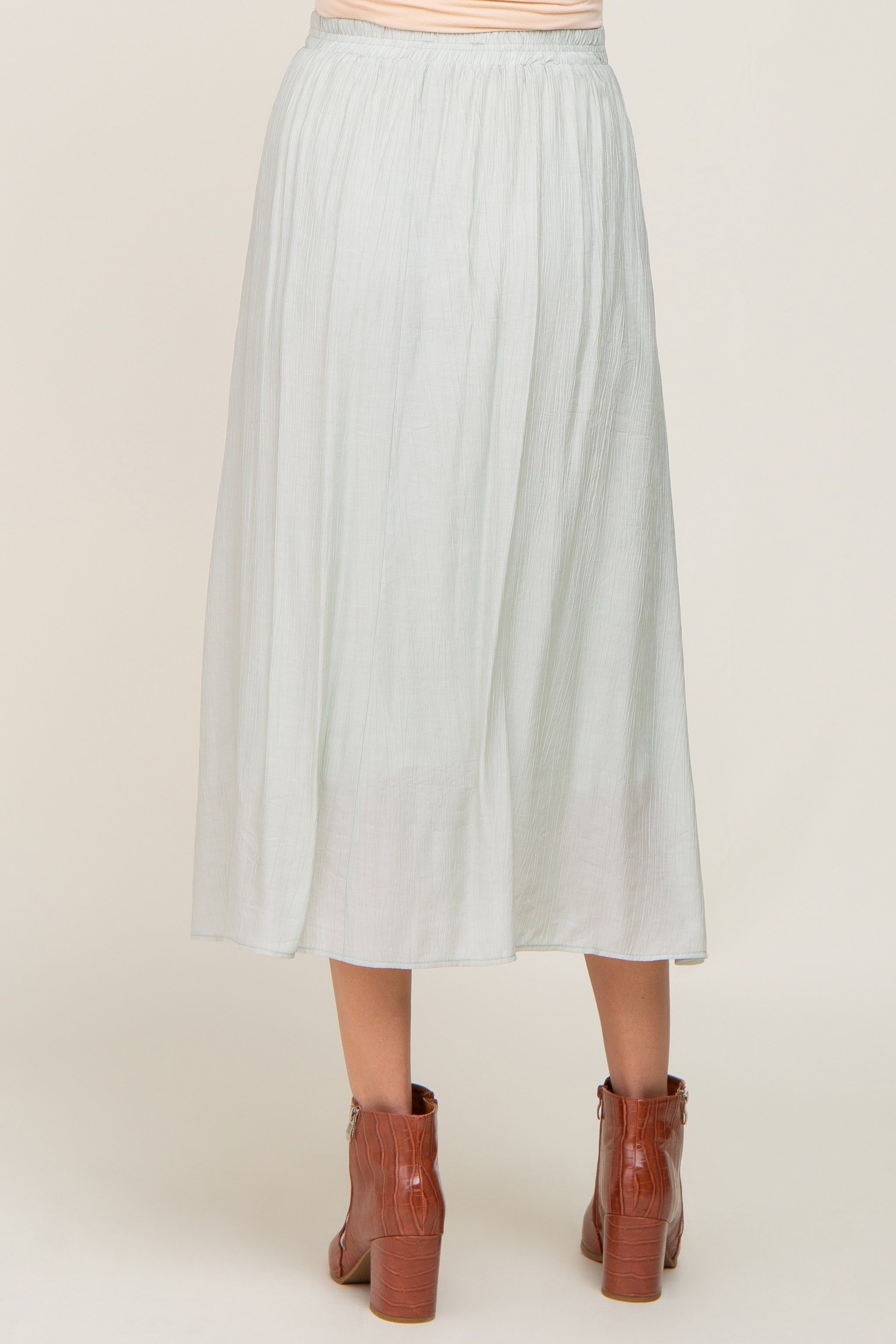 Mint Green Gathered Maternity Midi Skirt sold by Pinkblush product image thumbnail 4