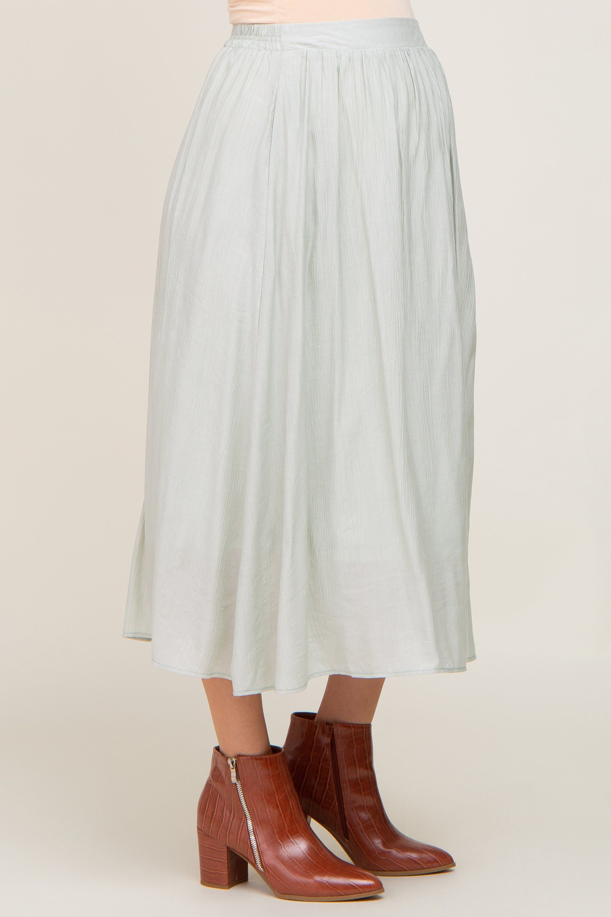 Mint Green Gathered Maternity Midi Skirt sold by Pinkblush product image thumbnail 3