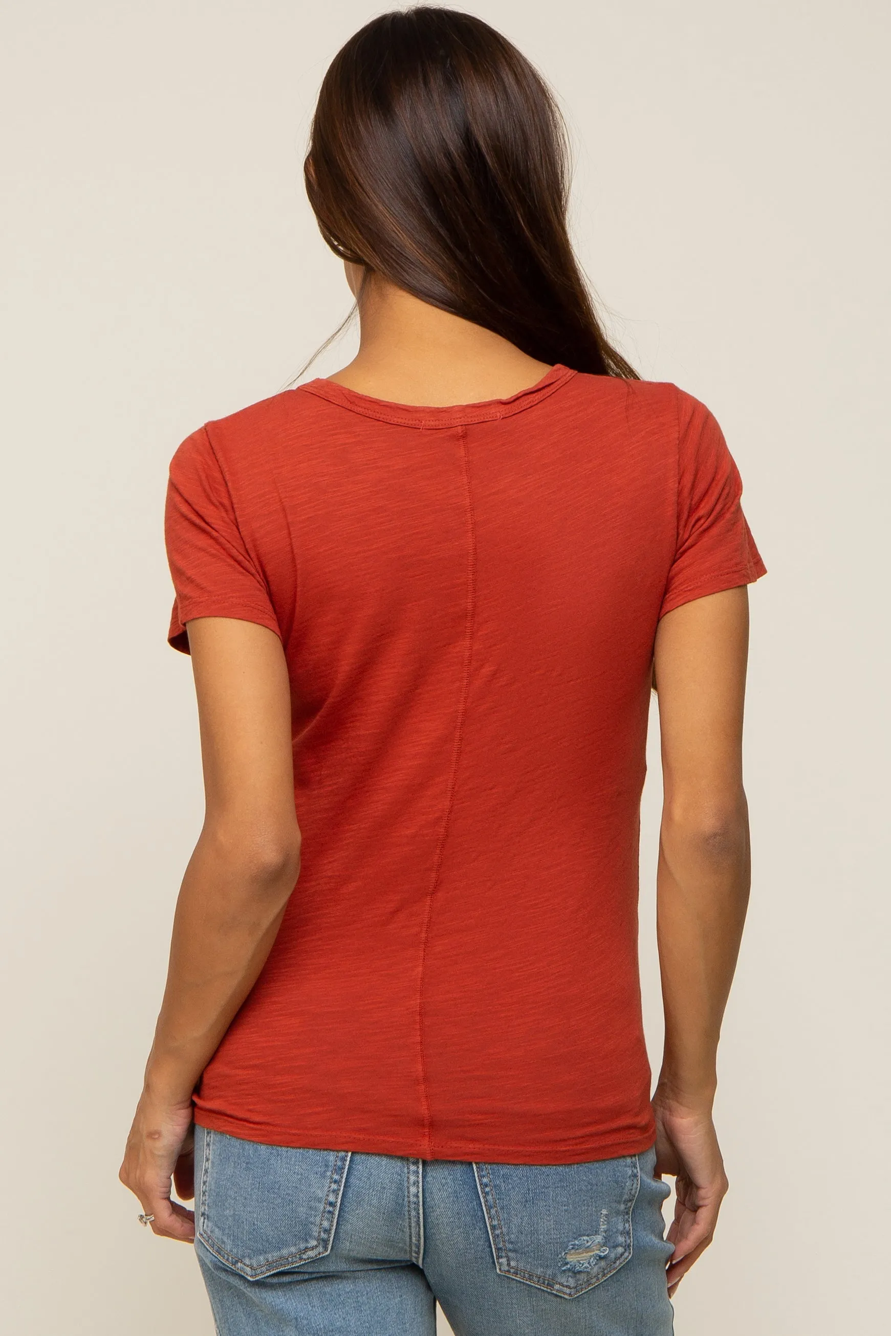 Rust Slub Knit Cropped Maternity T-Shirt sold by Pinkblush product image thumbnail 3