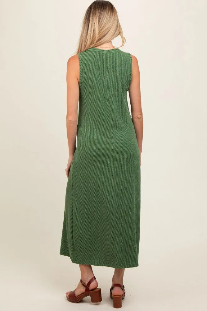 Green Sleeveless Ribbed Maternity Maxi Dress sold by Pinkblush product image thumbnail 3