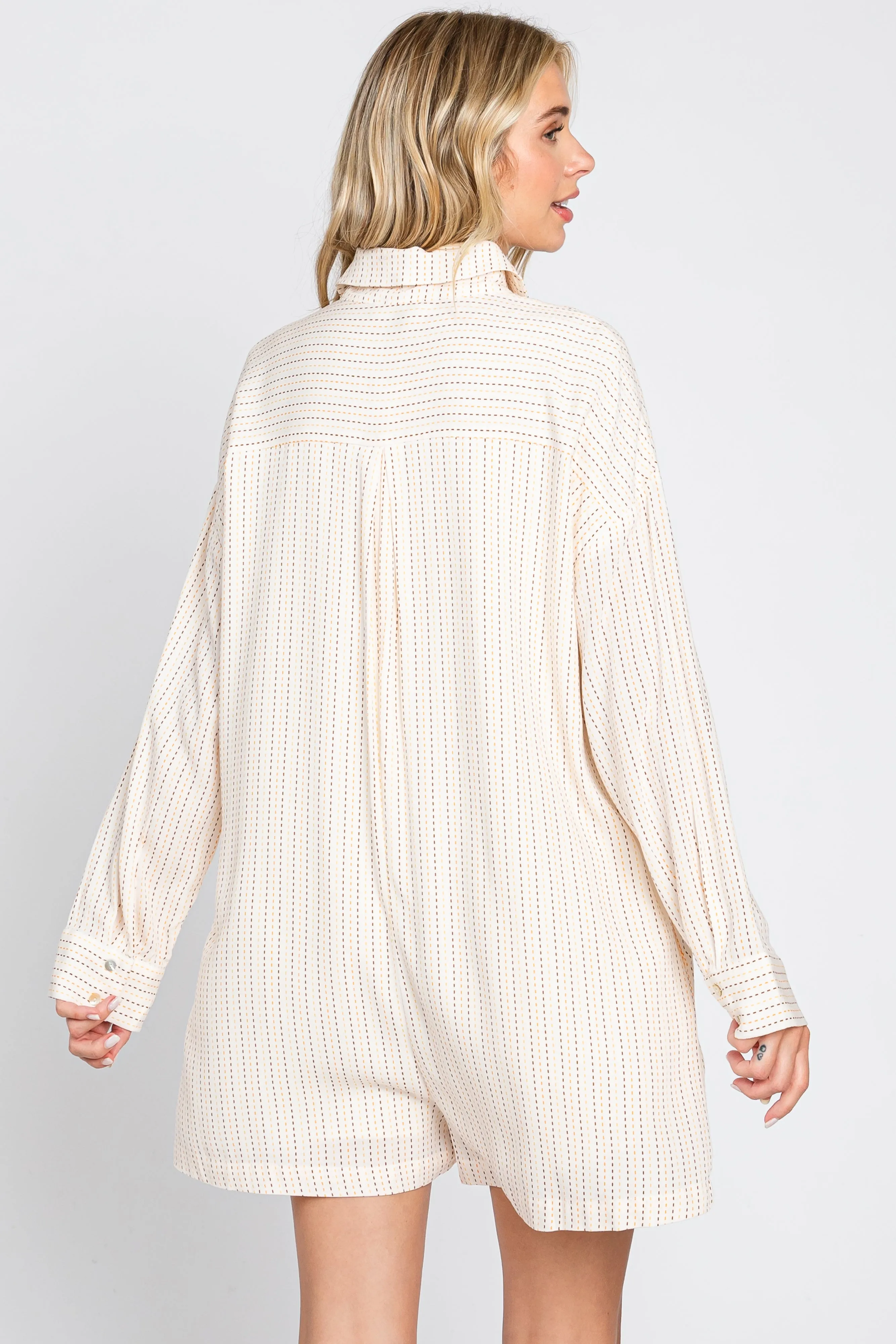 Ivory Dash Stripe Romper sold by Pinkblush product image thumbnail 3