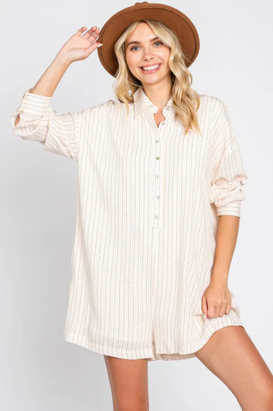Ivory Dash Stripe Romper sold by Pinkblush