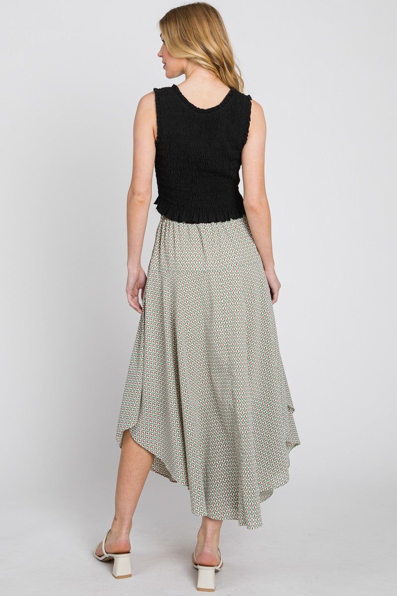 Olive Pattern Flared Skirt W/ Drawstring sold by Pinkblush product image thumbnail 3