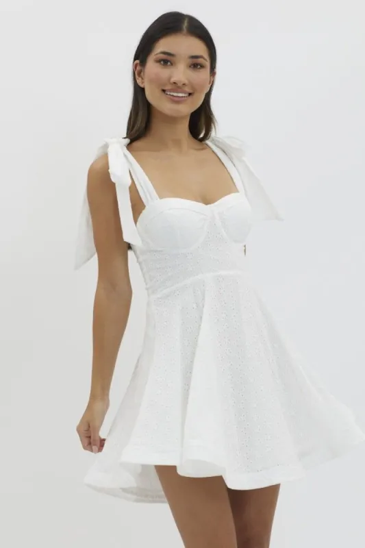 White Sleeveless Lined Mini Dress sold by Pinkblush