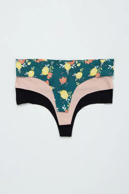 Multi-Color Floral Seamless Thong Maternity Underwear Set sold by Pinkblush
