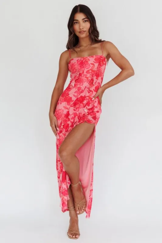 Pink Sleeveless Floral Print Cami Knit Maxi Dress sold by Pinkblush