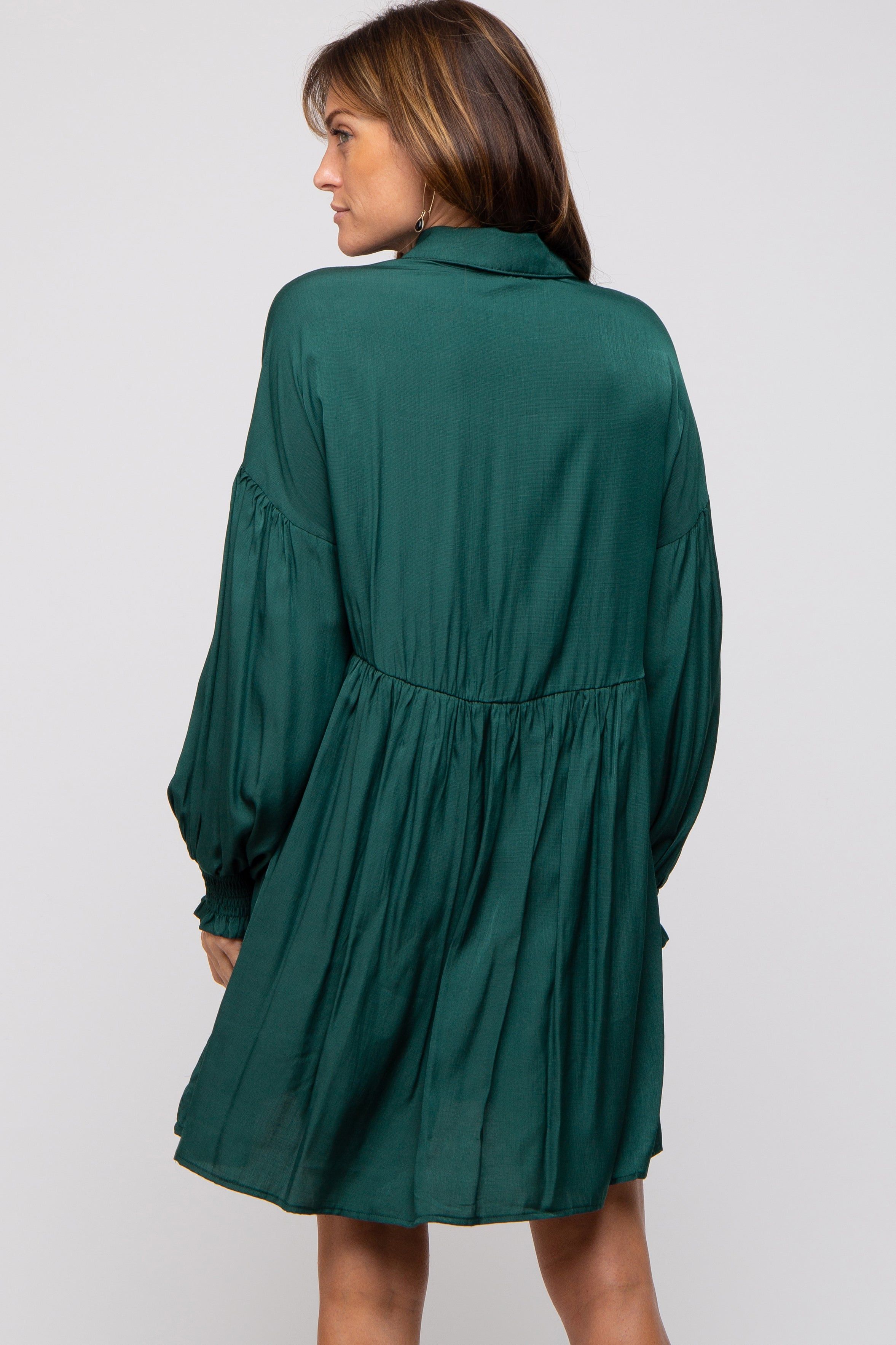 Forest Green Button Down Dress sold by Pinkblush product image thumbnail 3