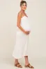 White Open Knit Crochet Maternity Midi Dress sold by Pinkblush