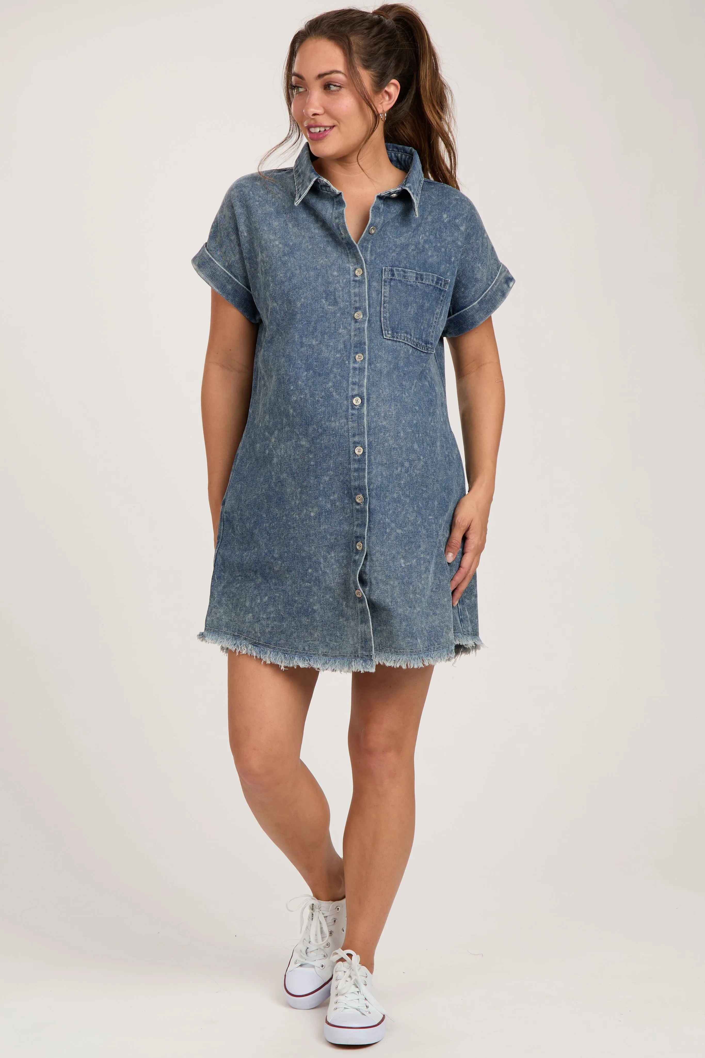 Blue Denim Button Up Maternity Dress sold by Pinkblush product image thumbnail 2