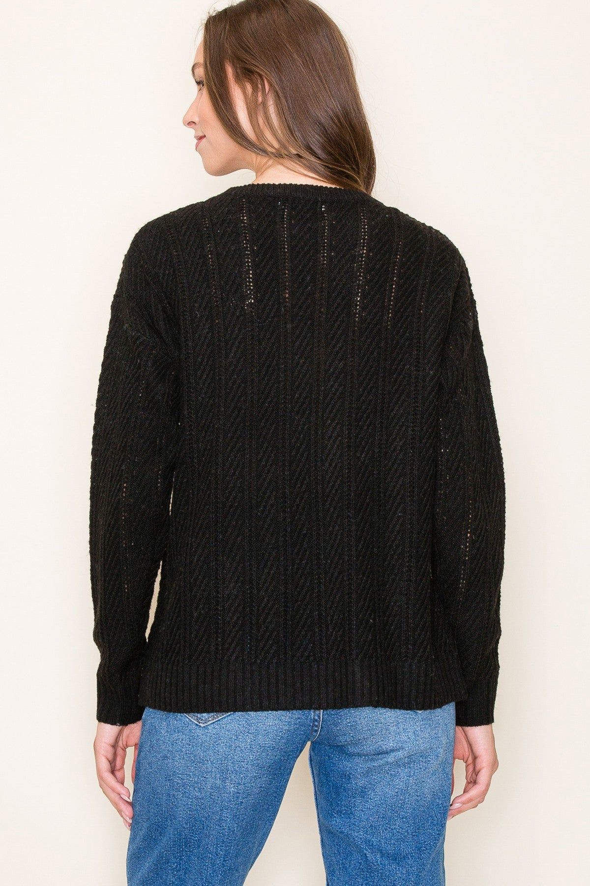 Black Pattern Knit Sweater sold by Pinkblush product image thumbnail 2