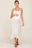 White Open Knit Crochet Maternity Midi Dress sold by Pinkblush