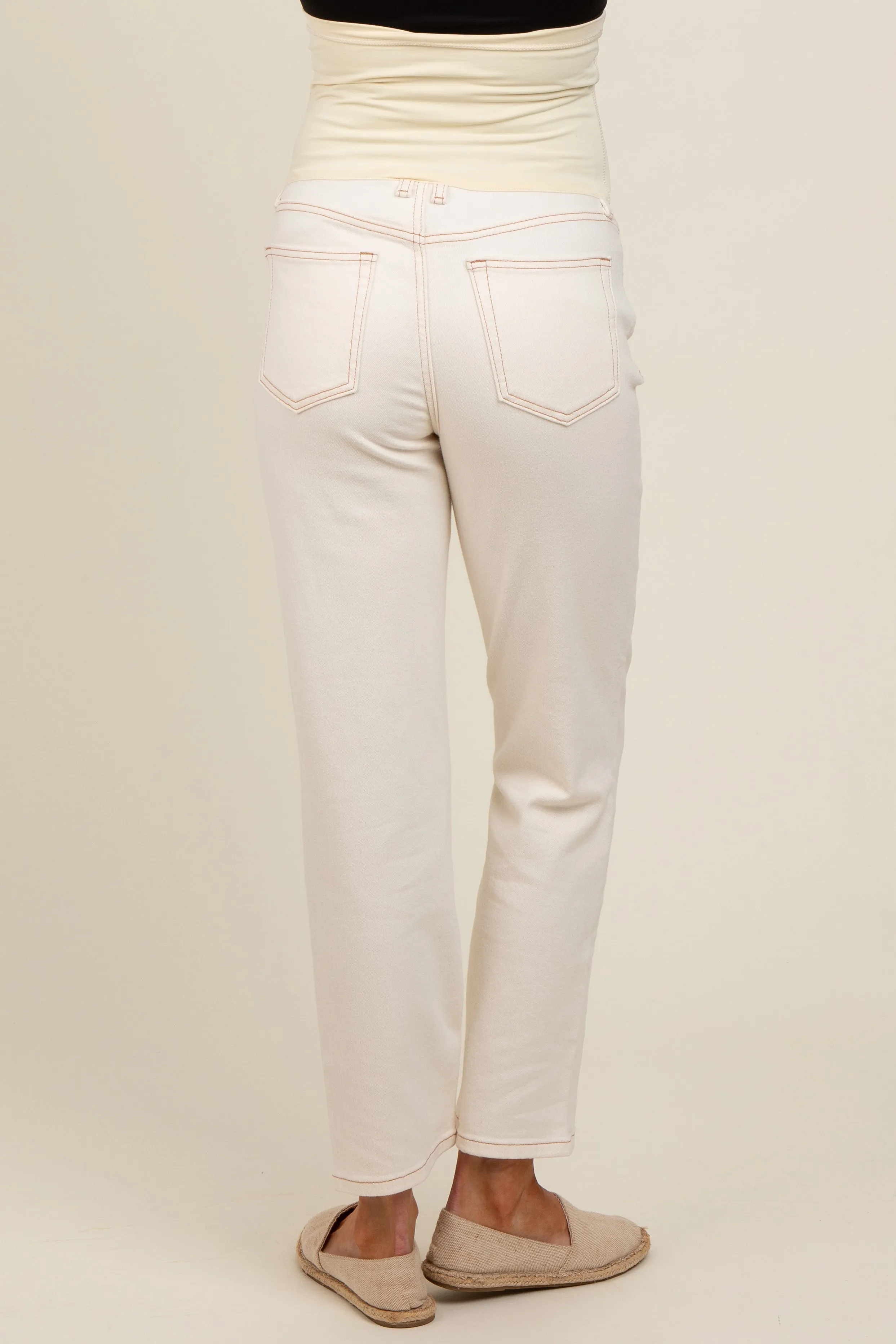 White Straight Leg Maternity Jeans sold by Pinkblush product image thumbnail 5