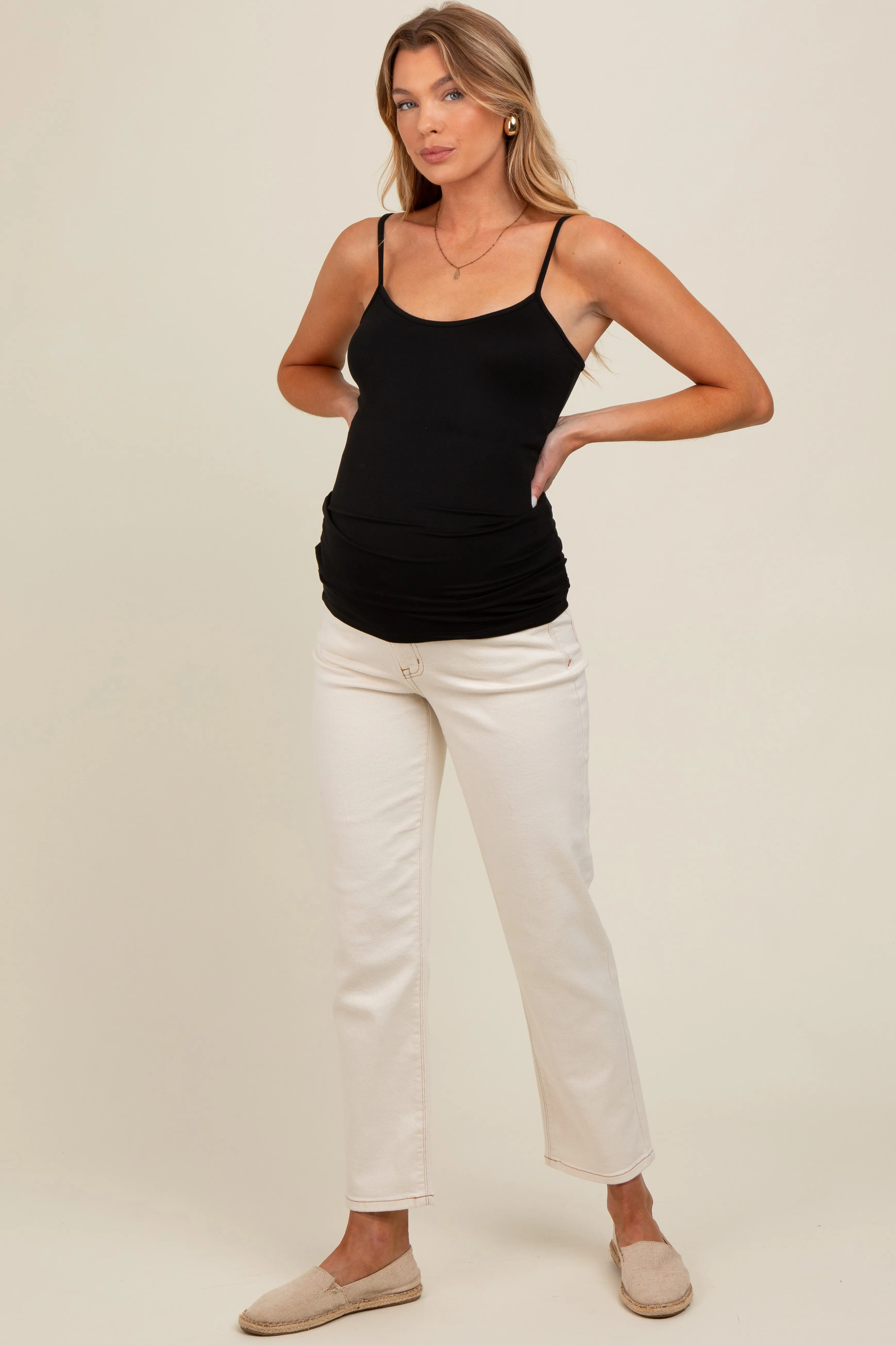 White Straight Leg Maternity Jeans sold by Pinkblush product image thumbnail 2